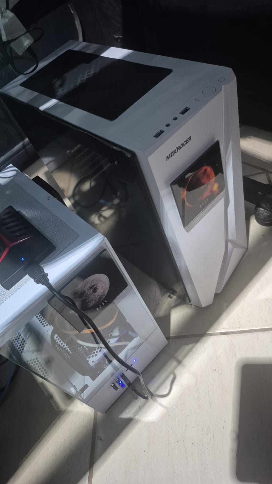 Two assembled PC cases side by side